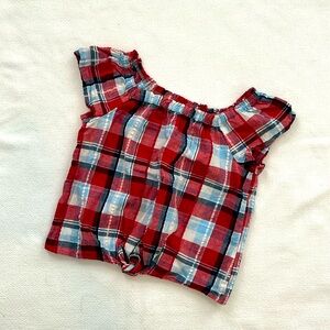 Red, White, Blue Plaid Top Girls 7